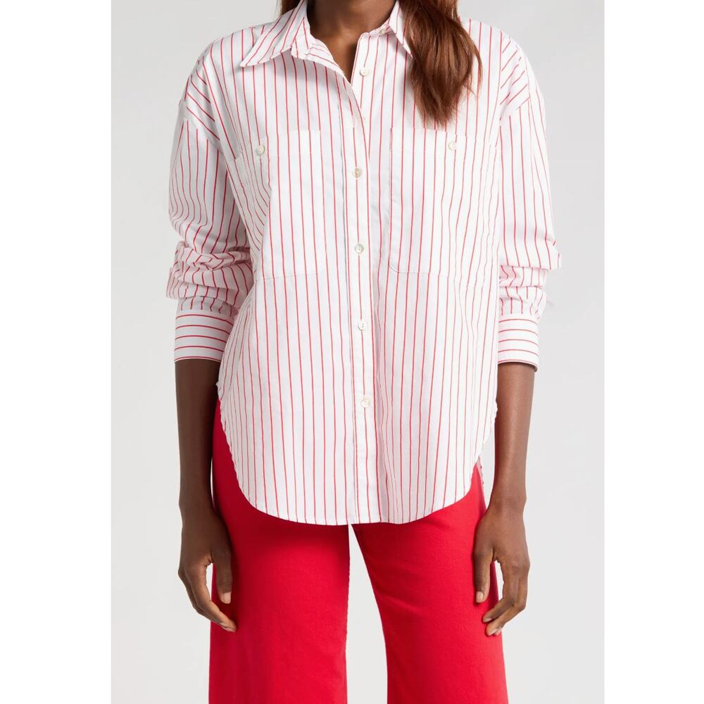 Pistola Pink and White Casual Button Down Shirt | Size L